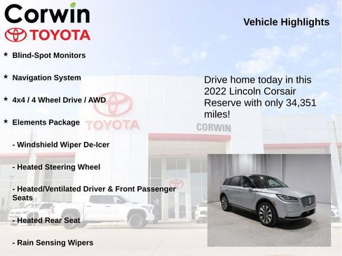 Used 2022 Lincoln Corsair Reserve w/ Elements Package AWD/4WD image 6
