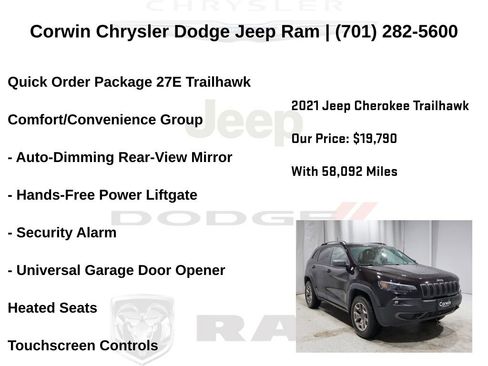 Certified 2021 Jeep Cherokee Trailhawk w/ Comfort/Convenience Group image 7
