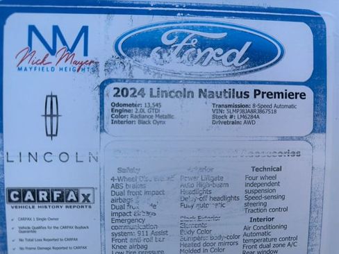 Used 2024 Lincoln Nautilus Premier w/ Jet Appearance Package AWD/4WD image 28