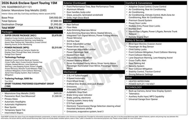 New 2026 Buick Enclave Sport Touring w/ Super Cruise Package FWD image 23