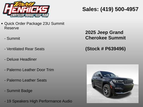 Used 2025 Jeep Grand Cherokee Summit w/ Adv Protech Group IV AWD/4WD image 12