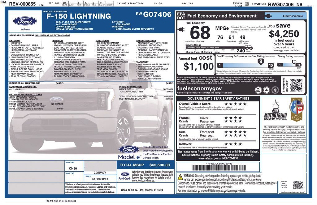 Certified 2024 Ford F150 Lightning XLT AWD/4WD image 50