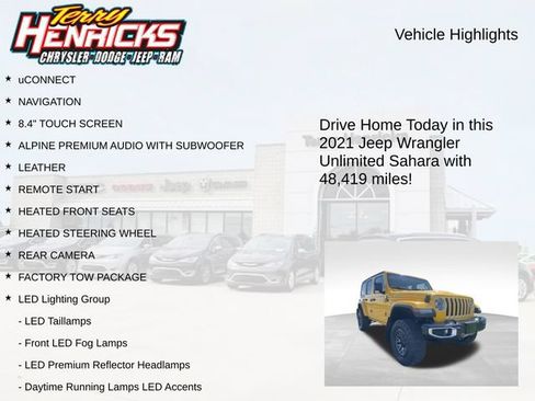 Used 2021 Jeep Wrangler Unlimited Sahara w/ Uconnect 4C Nav & Sound Group AWD/4WD image 4