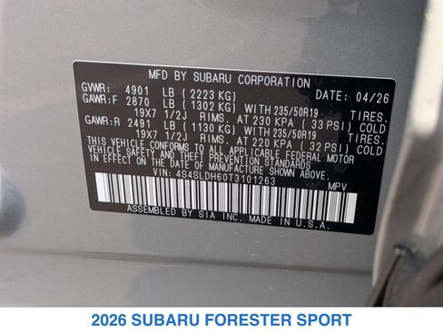 New 2026 Subaru Forester Sport w/ Onyx Edition AWD/4WD image 30