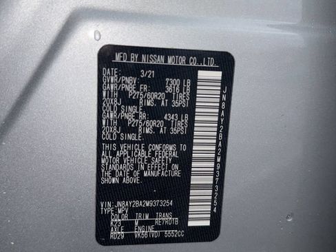 Used 2021 Nissan Armada SL w/ Captain's Chairs Package RWD image 3
