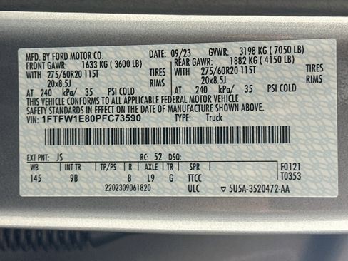 Used 2023 Ford F150 Platinum w/ Equipment Group 701A High AWD/4WD image 12