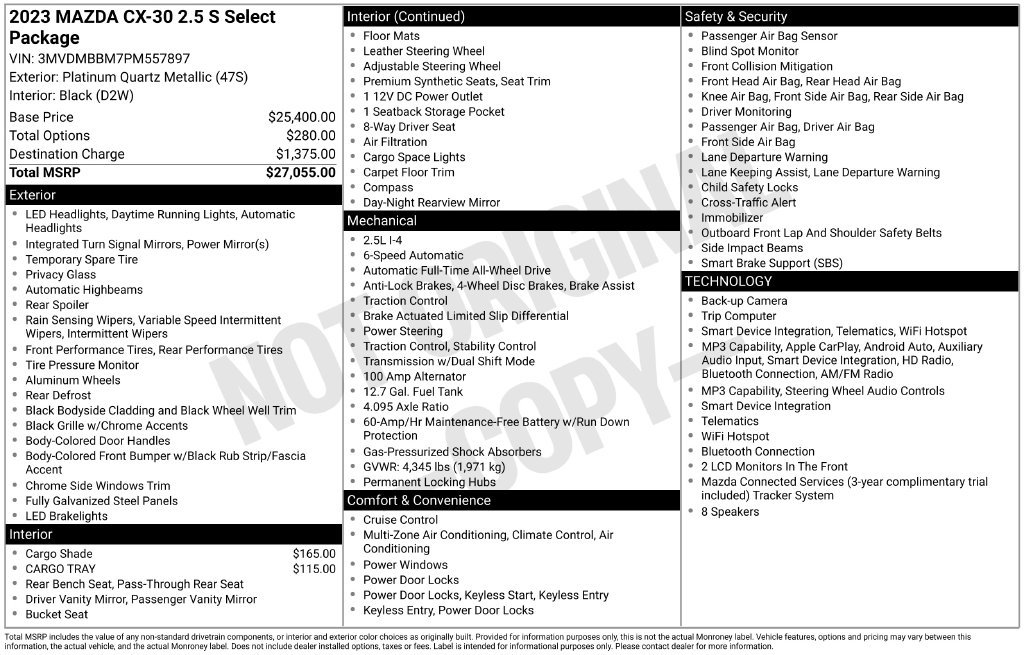 Used 2023 MAZDA CX-30 AWD 2.5 S w/ Select Package image 3