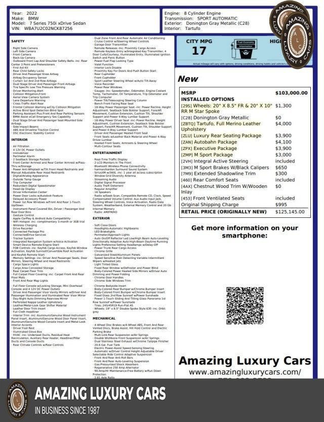 Used 2022 BMW 750i xDrive w/ Autobahn Package AWD/4WD image 1