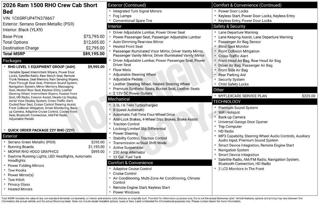 New 2026 RAM 1500 RHO w/ RHO Level 1 Equipment Group AWD/4WD image 6