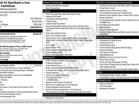 Used 2016 Audi A3 e-tron Prestige w/ Prestige Package FWD image 2