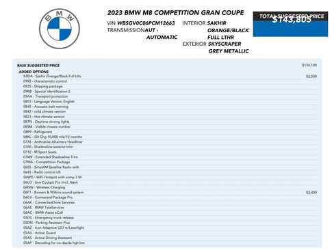 Used 2023 BMW M8 Gran Coupe xDrive Competition w/ Driving Assistance Package AWD/4WD image 85