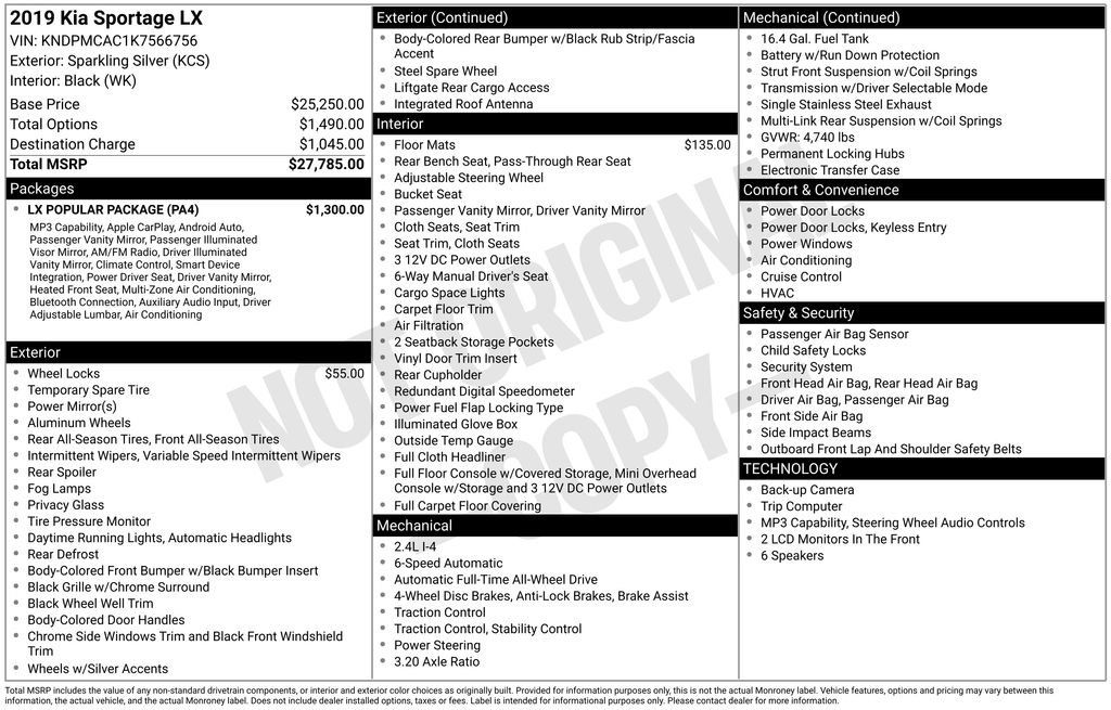 Used 2019 Kia Sportage LX w/ LX Popular Package AWD/4WD image 2