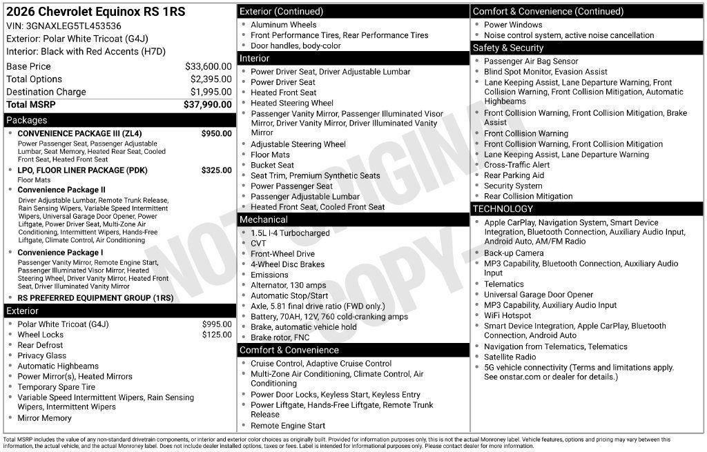 Used 2026 Chevrolet Equinox RS w/ Convenience Package III FWD image 47