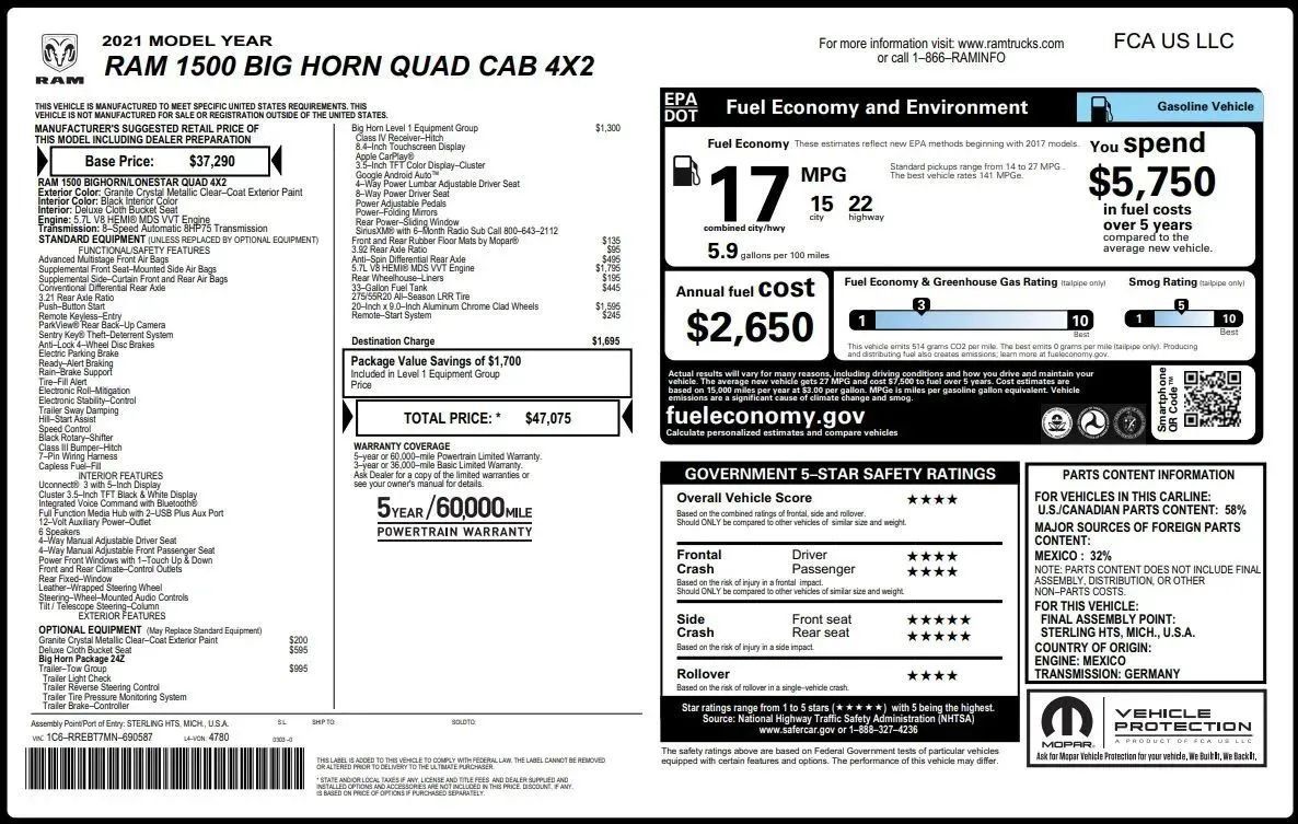 Used 2021 RAM 1500 Big Horn w/ Trailer Tow Group RWD image 5