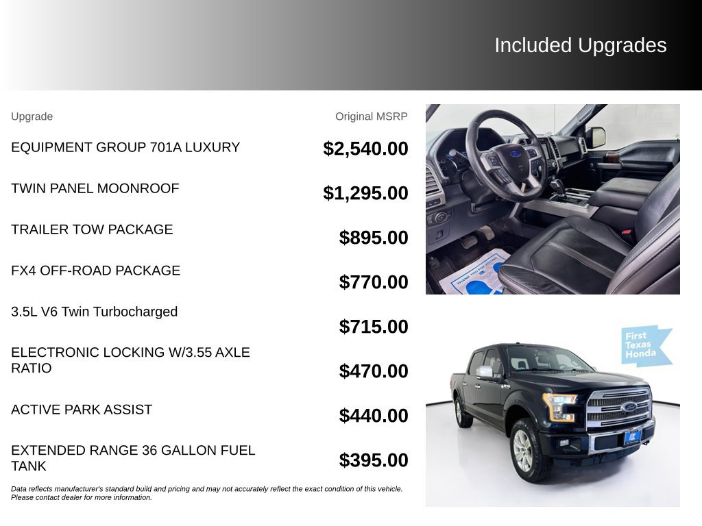 Used 2016 Ford F150 Platinum w/ Equipment Group 701A Luxury AWD/4WD image 5