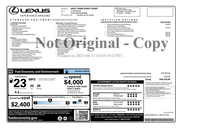 Used 2023 Lexus IS 350 F Sport w/ Memory Package RWD image 3