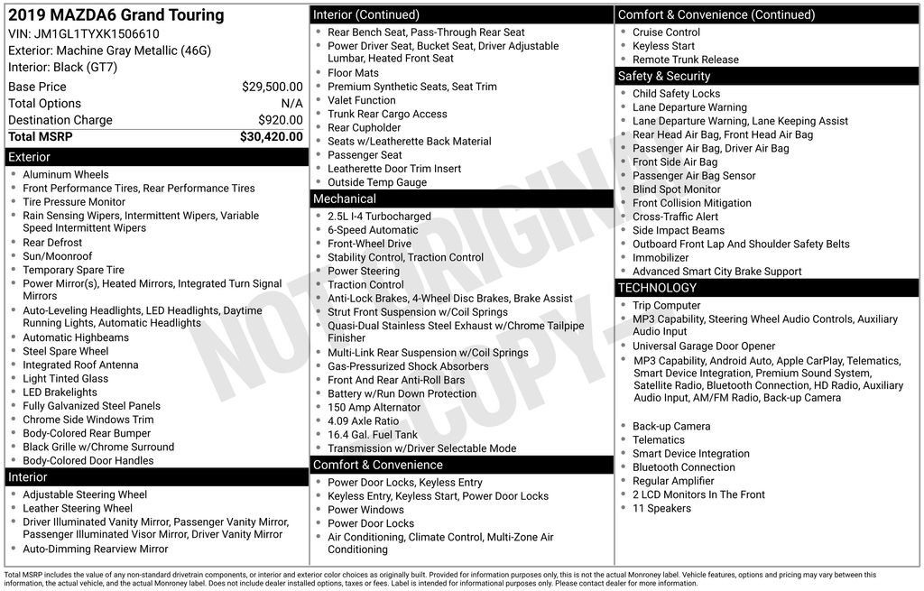 Used 2019 MAZDA MAZDA6 Grand Touring FWD image 31