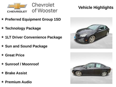 Used 2015 Chevrolet Cruze LT w/ Sun And Sound Package FWD image 2