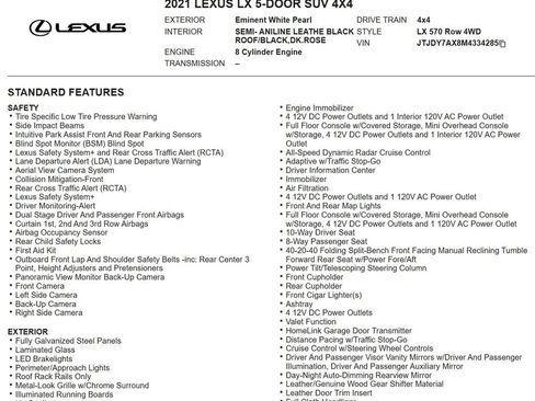 Used 2021 Lexus LX 570 4WD w/ 3rd Row & Luxury Pkg image 22