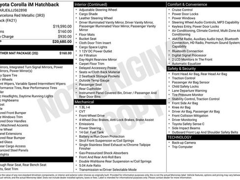 Used 2018 Toyota Corolla iM w/ All-Weather Mat Package FWD image 3