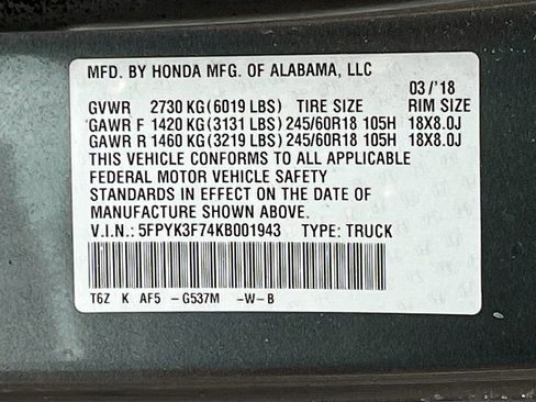 Used 2019 Honda Ridgeline RTL-E image 32