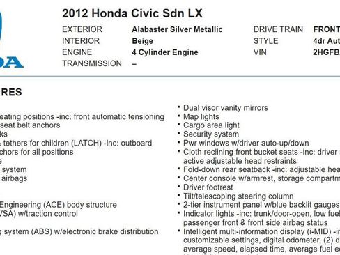 Used 2012 Honda Civic LX image 16