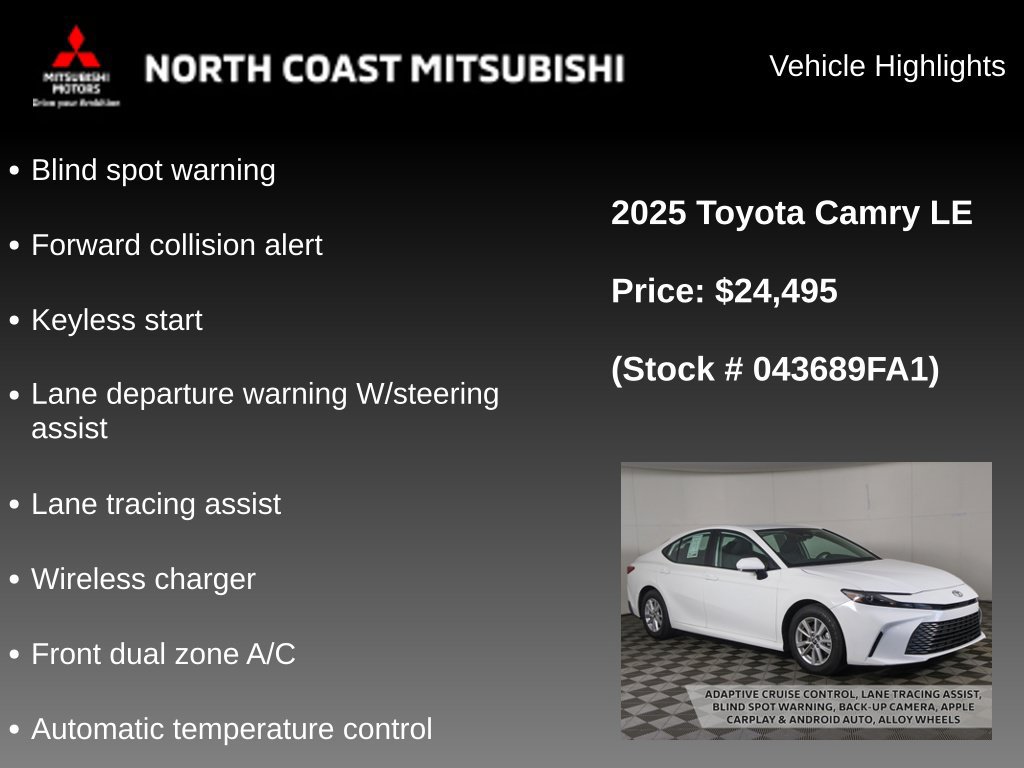 Used 2025 Toyota Camry LE FWD image 2