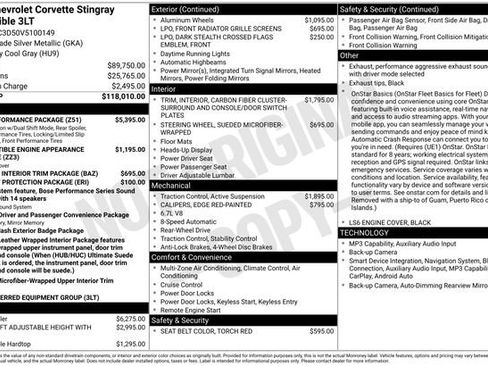 New 2027 Chevrolet Corvette Stingray Convertible w/ Z51 Performance Package RWD image 33