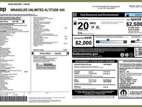 Used 2020 Jeep Wrangler Unlimited Sport image 3