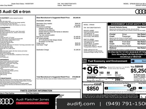 Used 2025 Audi Q6 e-tron Premium w/ Convenience Package image 26