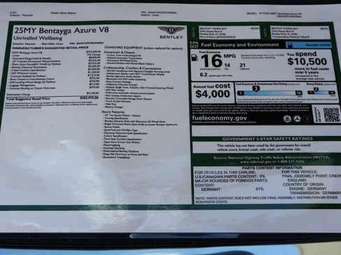 New 2025 Bentley Bentayga Azure V8 image 25