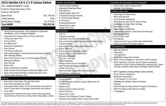 Used 2023 MAZDA CX-5 Carbon Edition AWD/4WD image 16