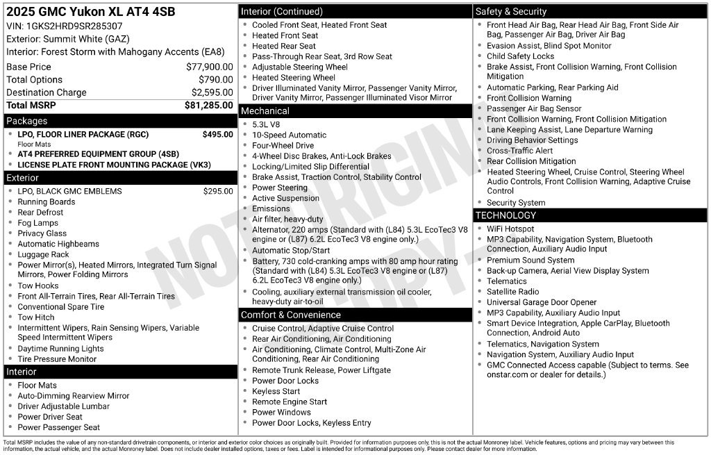 Used 2025 GMC Yukon XL AT4 w/ LPO, Floor Liner Package AWD/4WD image 34