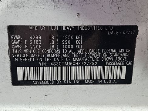 Used 2017 Subaru Impreza 2.0i Limited AWD/4WD image 16