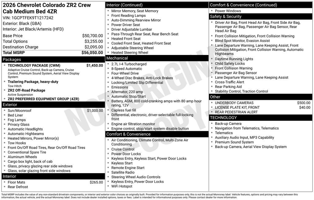 New 2026 Chevrolet Colorado ZR2 w/ Technology Package AWD/4WD image 6
