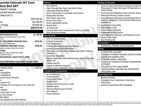 New 2026 Chevrolet Colorado W/T w/ WT Custom Package image 2