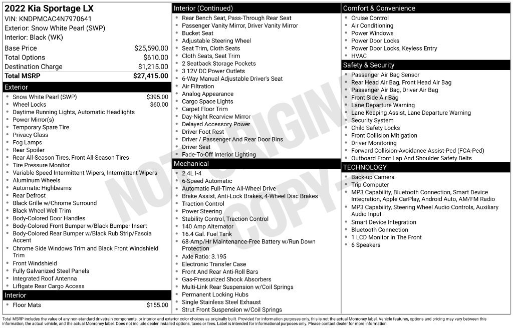 Certified 2022 Kia Sportage LX AWD/4WD image 34