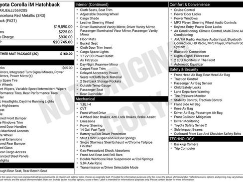 Used 2018 Toyota Corolla iM w/ All-Weather Mat Package image 9