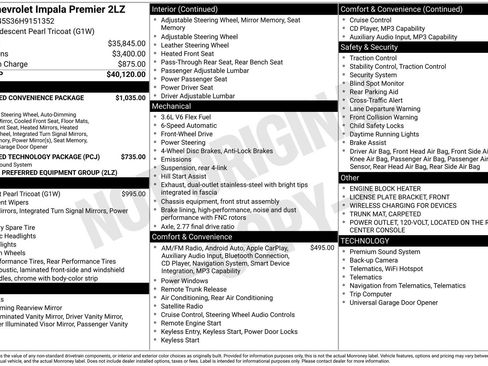 Used 2017 Chevrolet Impala Premier w/ Enhanced Convenience Package FWD image 66