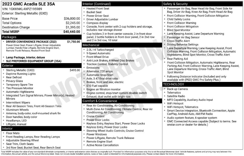 Certified 2023 GMC Acadia SLE w/ Driver Convenience Package FWD image 11