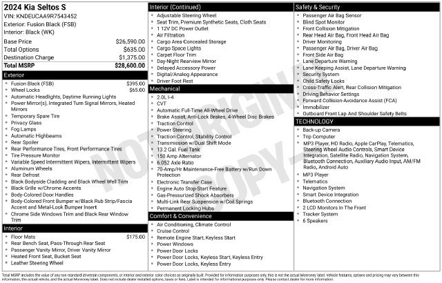 Certified 2024 Kia Seltos S AWD/4WD image 34