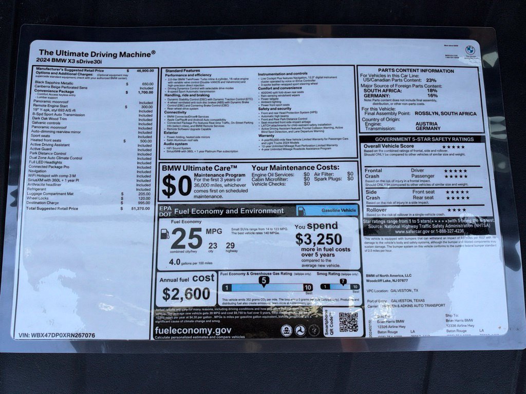 Certified 2024 BMW X3 sDrive30i w/ Convenience Package w/ZPA RWD image 25