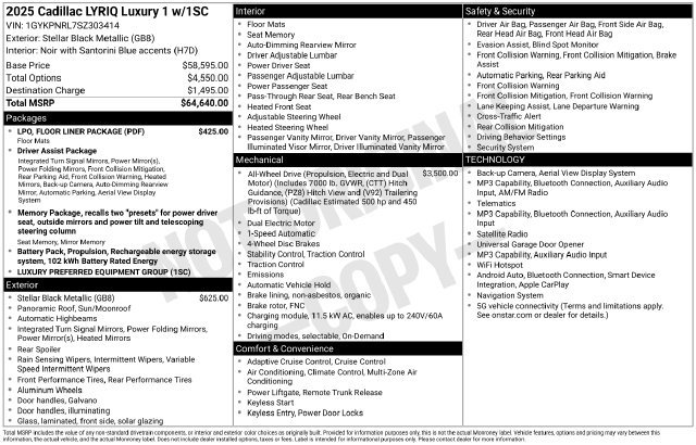 Certified 2025 Cadillac Lyriq Luxury w/ LPO, Floor Liner Package AWD/4WD image 37