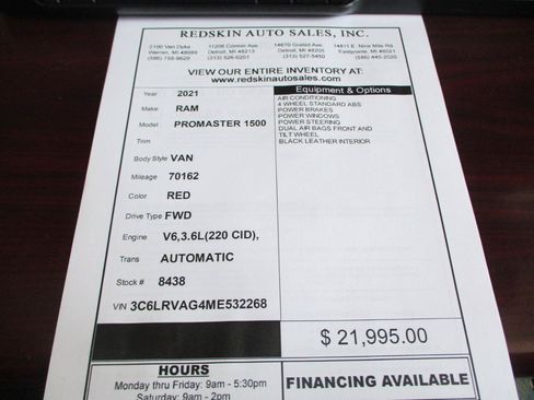 Used 2021 RAM ProMaster 1500 FWD image 14