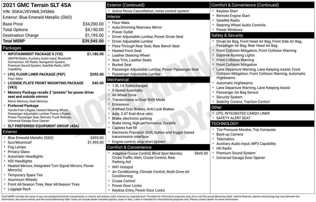 Used 2021 GMC Terrain SLT w/ Infotainment Package II AWD/4WD image 2