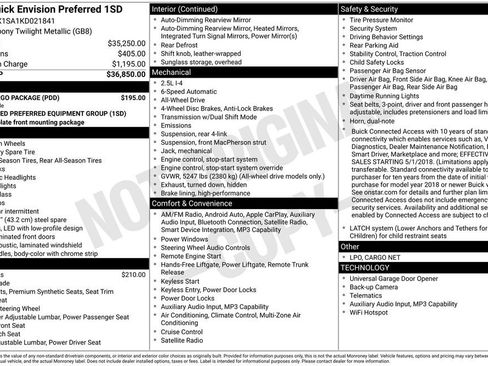 Used 2019 Buick Envision Preferred w/ LPO, Cargo Package image 33