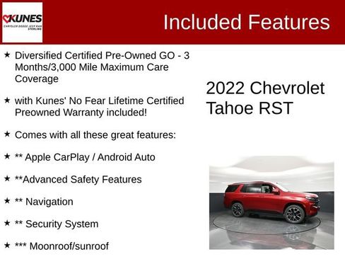 Used 2022 Chevrolet Tahoe RST w/ Luxury Package AWD/4WD image 2