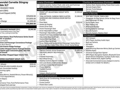 Used 2021 Chevrolet Corvette Stingray Premium Conv w/ Z51 Performance Package RWD image 9