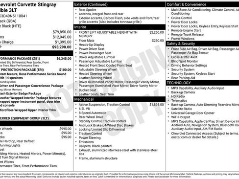 Used 2022 Chevrolet Corvette Stingray Premium Conv w/ Z51 Performance Package RWD image 6