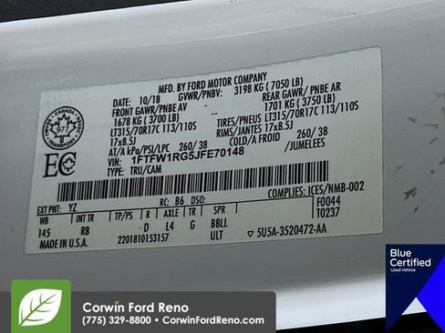 Certified 2018 Ford F150 Raptor w/ Equipment Group 802A Luxury image 35